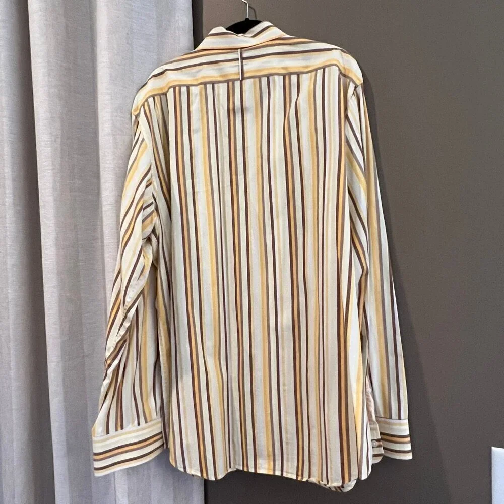 Men's Banana Republic Brown&Yellow Striped Long Sleeve Button Down Shirt Size XL